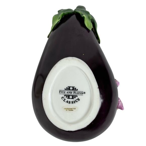 Fitz and Floyd Classics Eggplant Candy Dish/Trinket Dish Pink Flowers - Picture 10 of 11